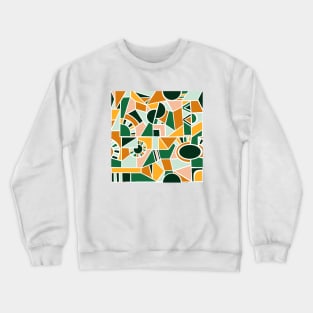 Autumn - Green, Orange and Yellow - Quirky Shaped Geometric Patterns Crewneck Sweatshirt